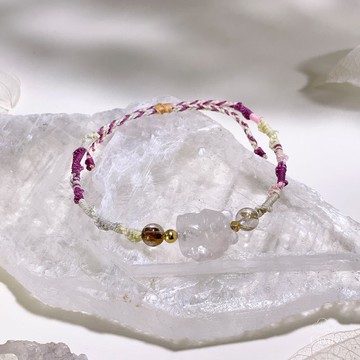 自信的軌跡 無編界系列 白水晶|咖啡鈦|金髮晶|純銀編織手鍊 M07