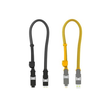 inCharge XL | 六合一100W PD極速快充傳輸線(30cm) - 2入 沙漠黃+ 石墨黑