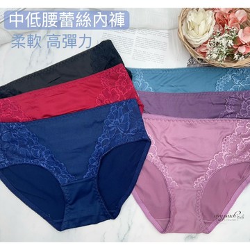 ❤️Vivy peach❤️中低腰 彈力好穿 M~2XL 雙層褲底 蕾絲內褲 女生內褲 透氣 三角褲 內褲 6638