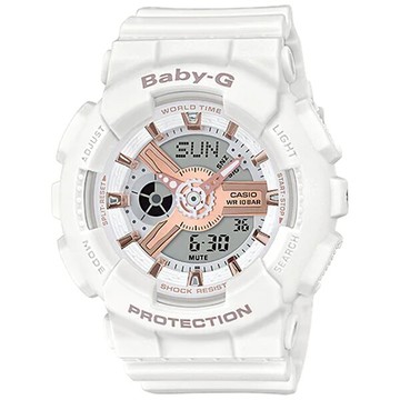 Casio卡西歐 Baby-G BA-110RG-7A 雙顯運動錶白面 43.4mm｜樂天全館特惠中★指定刷卡回饋10%