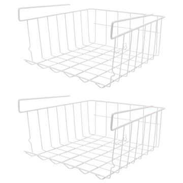 小麥購物 隔板下吊掛籃置物架 L2922  2個  白色