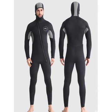 3 5 7MM冬季保暖加絨潛水服男連體連帽前拉鏈防寒加厚專業保暖服