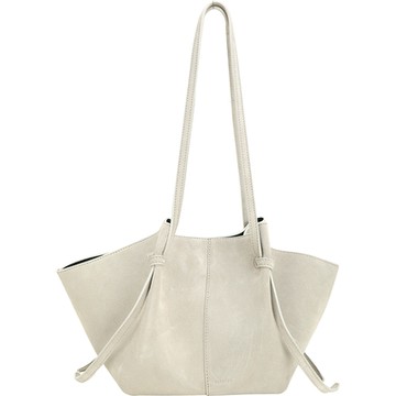 Yuzefi Mochi 可調整皮革寬背帶麂皮肩背托特包(杏灰)