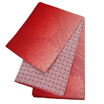 女性 腰封 和服腰帶 小袋帯 半幅帯 日本製 紅色 漸層 37