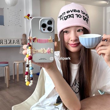 由里公園ins可愛電鍍銀立體骨頭小狗適用12蘋果15ProMax手機殼iPhone13全包15新款12Pro軟14Promax防摔保護套