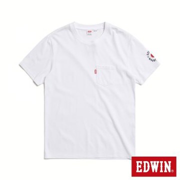 EDWIN 男裝 鳳梨纖維基本口袋短袖T恤-白色