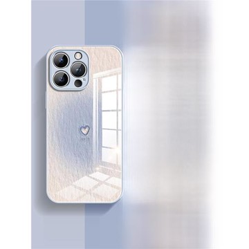 適用iPhone17promax手機殼新款簡約暈染愛心蘋果16pro高級感小眾男女15p全包防摔14玻璃保護套13情侶plus網紅