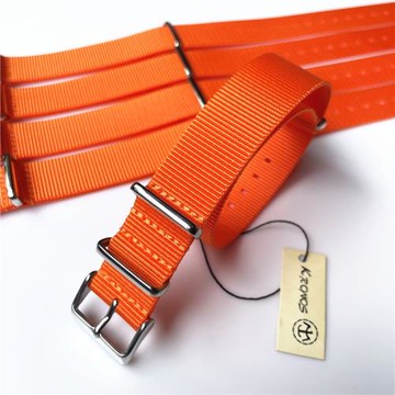 18mm20mm22mm NATO 北約帆布尼龍表帶 戶外清涼色橙色方形扣薄款