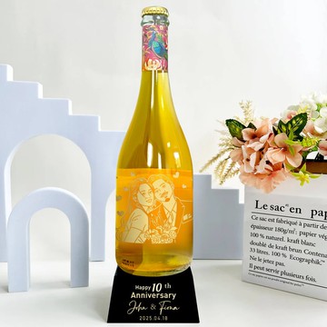 Saicho 無酒精氣泡茶禮盒 文字人像訂製香檳杯 慶祝套裝 浪漫儀式