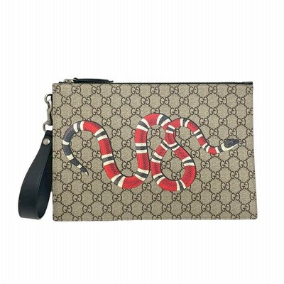 GUCCI/グッチ GGスプリーム×キングスネーク 473904 スネーク/蛇 クラッチバッグ ベージュ×黒 ユニセックス | LINEブランドカタログ