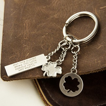 好運四葉草掛件鑰匙扣創意汽車男士女士鑰匙鏈鑰匙圈環