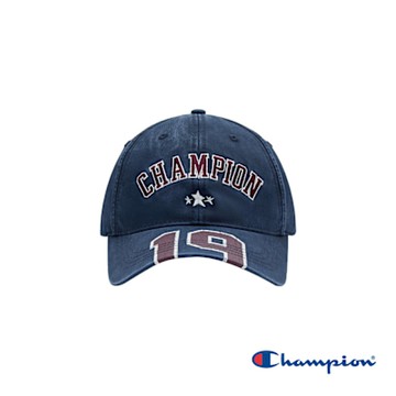 Champion 官方直營-中性款 個性學院風 刺繡印花 棒球帽(藍)