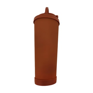 不鏽鋼雙飲口保溫杯  尺寸: 10.1x24.7cm  磚紅色  830ml  1個