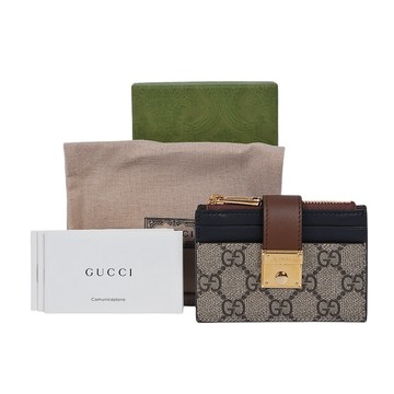 [平輸]GUCCI Padlock 鎖釦設計附證件夾層拉鍊卡夾包/零錢包(烏木色/黑色)