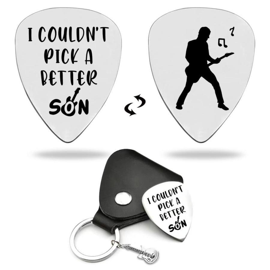 LRUIOMVE Gifts for Brother Funny Stainless Steel Guitar Picks with Cowhide