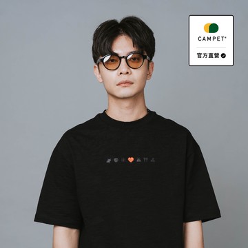 【CAMPET】KURT 聯名潮流寬版T -〔Pixel愛心電子雞｜黑〕