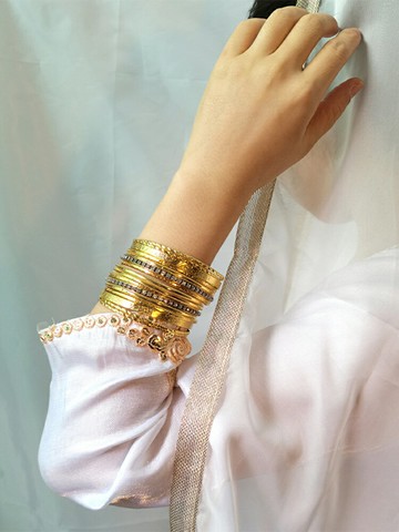 印度舞手鐲肚皮舞手鏈配飾結婚紗麗素圈鍍金古風異域細圈多環飾品