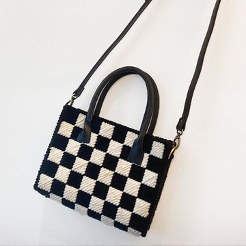 棋盤格背包手工diy編織材料包送女友禮物閨蜜親友節日禮物包郵