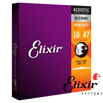 非凡樂器『Elixir』10-47 薄膜NANOWEB黃銅民謠木吉他弦  / 公司貨供應中????