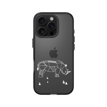 iPhone 16 Pro Clear 酷墨灰 - Animal Silhouette / 動物剪影 - 幾何-動物系列/犀牛