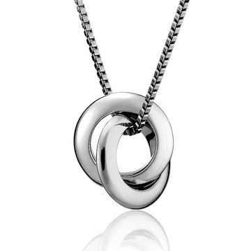 ::免費刻字::經典雅致雙環 純銀項鍊-男款