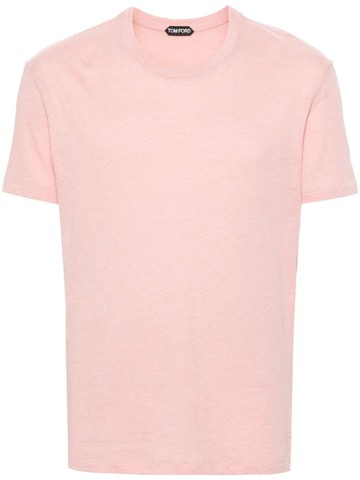 TOM FORD - logo-embroidered mélange T-shirt - men - Polyester/Cotton - 52 - Pink