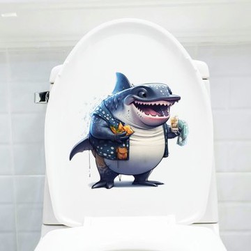【MR.ZAKKA】創意萬用裝飾貼紙-動物主題 可愛卡通鯊魚先生 B款 居家空間布置 DIY可移式壁貼 無痕壁貼 牆貼