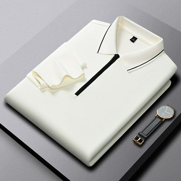 【新款熱賣】半拉鏈高級感男士長袖POLO衫春秋新款商務休閑T恤爸爸秋裝上衣男t