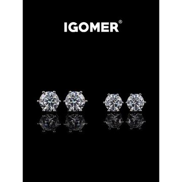 IGOMER歐美鋯石s925純銀鉆石耳釘防過敏耳飾男女小眾高級感韓國