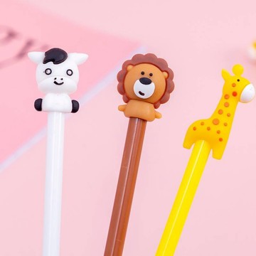 東利生活百貨 創意 卡通 小鹿 獅子 小馬 可愛 動物 學生 中性筆 黑 0.5mm 學生中性筆 簽字筆 文具