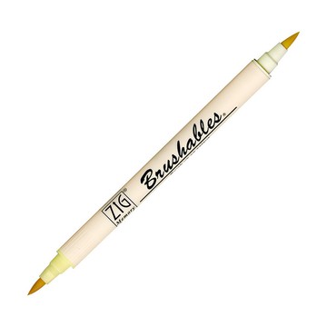 【Kuretake 日本吳竹】ZIG 雙色軟筆刷麥克筆 奶油黃 MS-7700-502