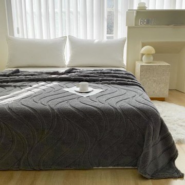 舒棉絨輕奢波浪紋提花多功能毛毯法蘭絨毛毯批發辦公室蓋毯沙發毯