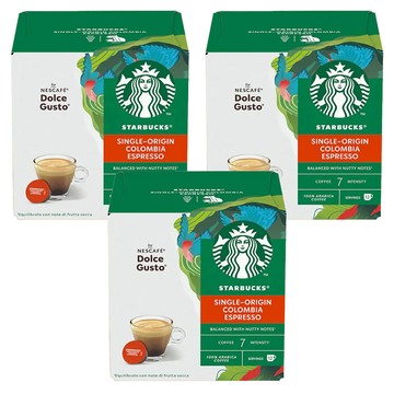 STARBUCKS 星巴克 NESCAFE 雀巢咖啡 Dolce Gusto 多趣酷思 哥倫比亞濃縮咖啡膠囊  5.5g  12顆  3盒