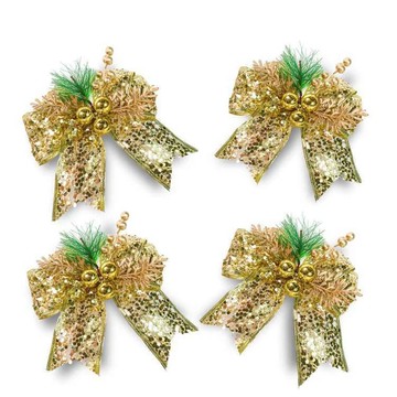 MODACore 摩達客 - 12cm聖誕派對裝飾金色蝴蝶結四入組-禮物包裝適用