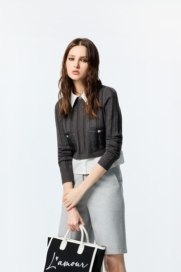 靜謐灰假兩件針織上衣