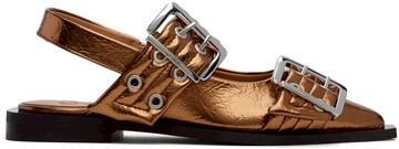 GANNI 红铜色 Metallic Buckle 芭蕾鞋