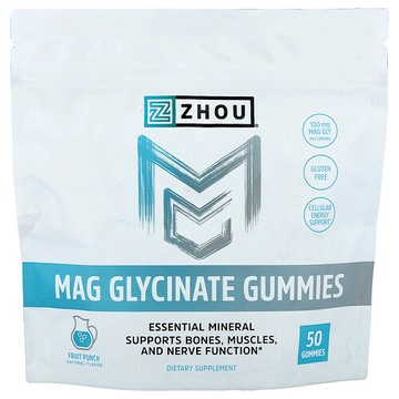 Zhou Nutrition, 甘氨酸鎂軟糖，混合水果味，50 粒軟糖（每粒軟糖 50 毫克）