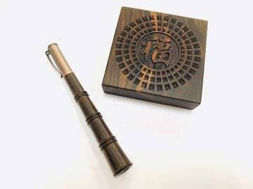 蘇拉威西條紋烏木  百福竹節檯筆 紙鎮