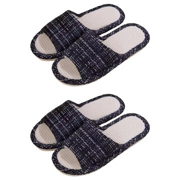 亞麻拖鞋  黑色  40~41  2雙