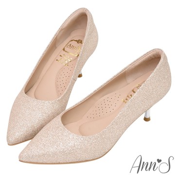 Ann’S璀璨時刻-電鍍雕花跟鞋尖頭婚鞋6cm-金