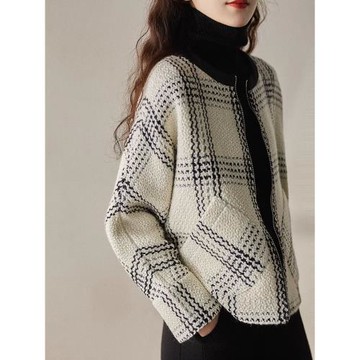 春季新款時尚洋氣高級感百搭上衣顯瘦寬松小香風羊毛短外套女