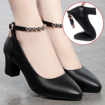 春真皮軟底空姐久站不累腳工作鞋女黑色皮鞋跳舞職業面試單鞋女鞋