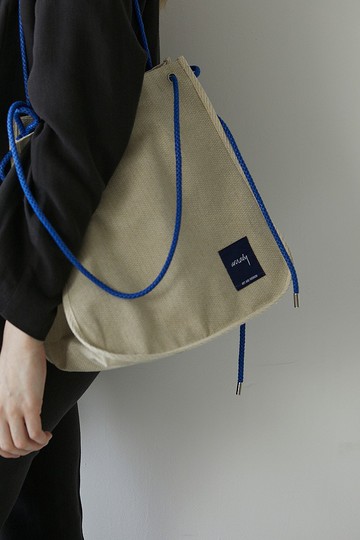 人字紋帆布休閒包/ 藍