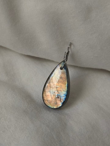 藍橘色拉長石項鍊 | 不鏽鋼 項鍊 交換禮物 生日禮物