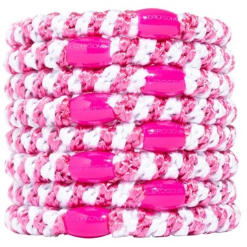 美國 L. Erickson 彈力髮圈-Pink White 粗款髮圈 原裝8入 不咬髮 名牌髮圈【南風百貨】