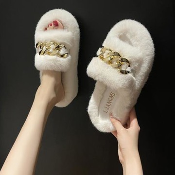 毛毛拖鞋女外穿時尚2025新款春秋冬夏季家居家室內厚底毛絨涼拖鞋