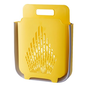 多功能壁掛折疊髒污洗衣籃 PP材質  39 x 46.5 x 9.5cm  檸檬黃