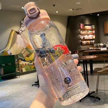 運動水杯簡約清新森系便攜健身大容量學生杯子女可愛少女心塑料杯