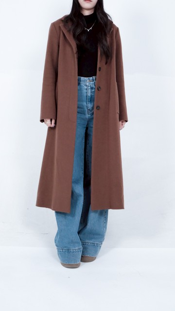 (S) max mara質感羊毛長版大衣棕色外套