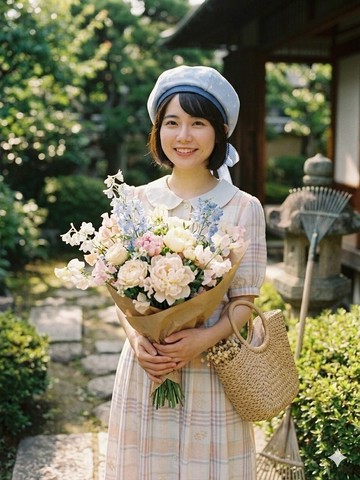 【HiGh MaLi】日系| 圓舞曲格紋蝴蝶結貝蕾帽 |藍格彩色植絨點點|